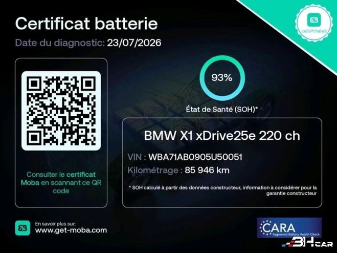 BMW X1 25E XDRIVE M-SPORT BVA6 220 CH CARPLAY G Noir de 2021