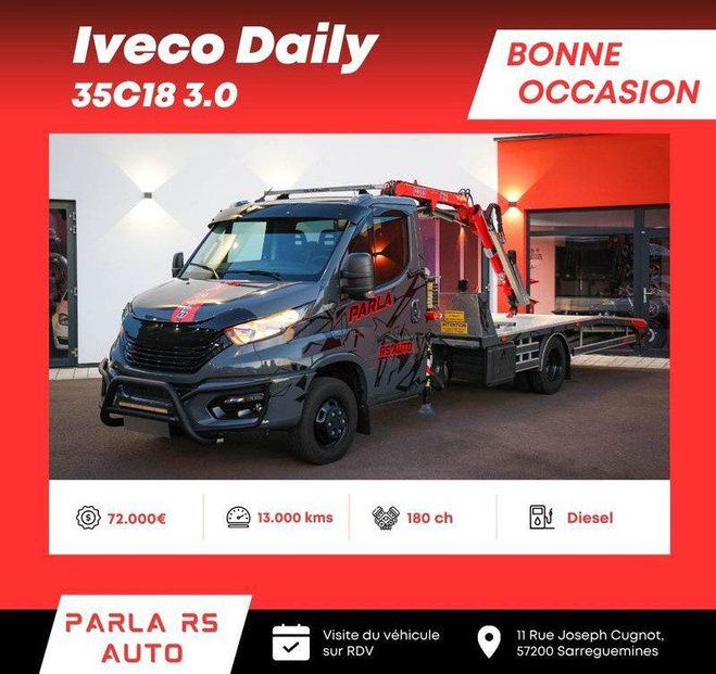 Iveco Daily 3.0 35C18 porte voiture grue 180ch roues Gris de 2024