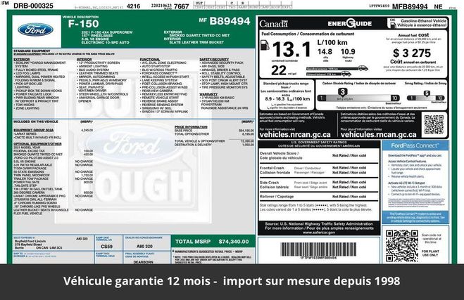 Ford F150 F-150 lariat ethanol 5.0l supercrew 4x4  Gris Anthracite de 2021