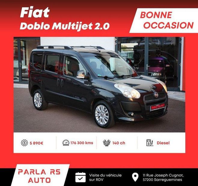 Fiat Doblo 2.0 Multijet 140ch 5 places Noir de 2012