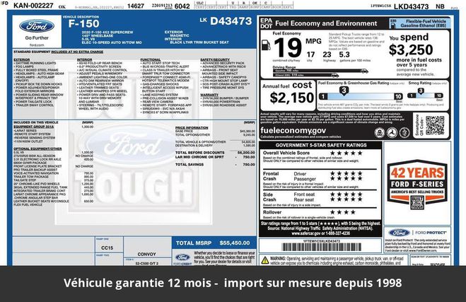 Ford F150 lariat ethanol 5.0l supercrew 4x4 Gris de 2020