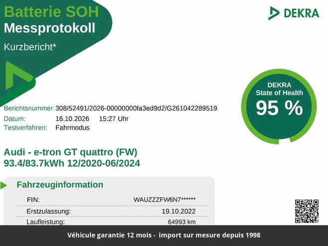Audi E-Tron GT s line quattro disponible allemagne Blanc de 2022