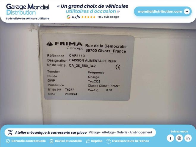 Renault Trafic Caisson Frigorifique FRIMA CAR1110 BLANC de 2024